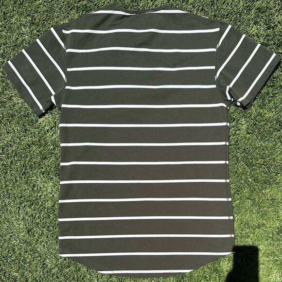 BYLT Basics Drop Cut LUX Neutral Striped Crewneck Short Sleeve T Shirt Medium - Picture 10 of 10